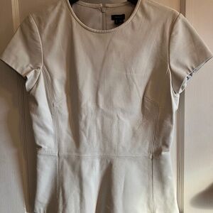 Theory Lamb Leather Short Sleeves Panna Peplum Top